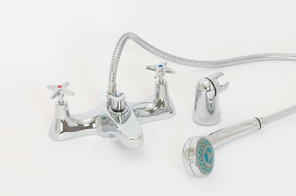 Skara Cross Top Deck Bath Shower Mixer And Shower Kit